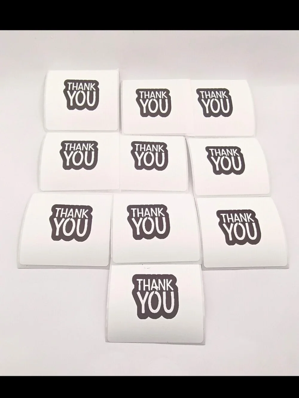 10 Black & White Thank You Stickers Packaging Labels